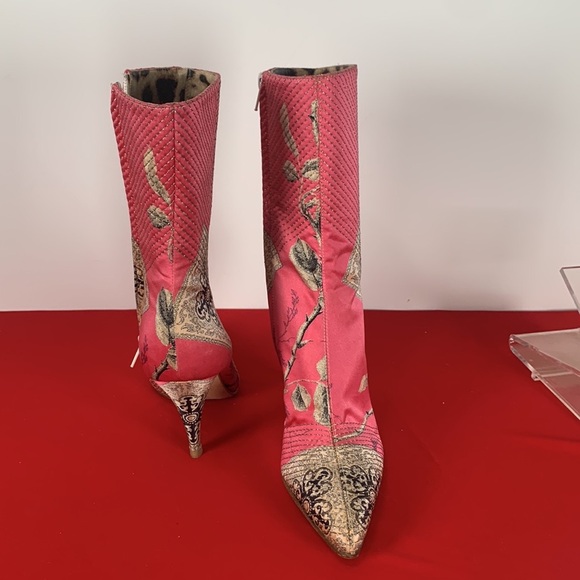 Roberto Cavalli floral satin boots size 38 - Picture 7 of 8